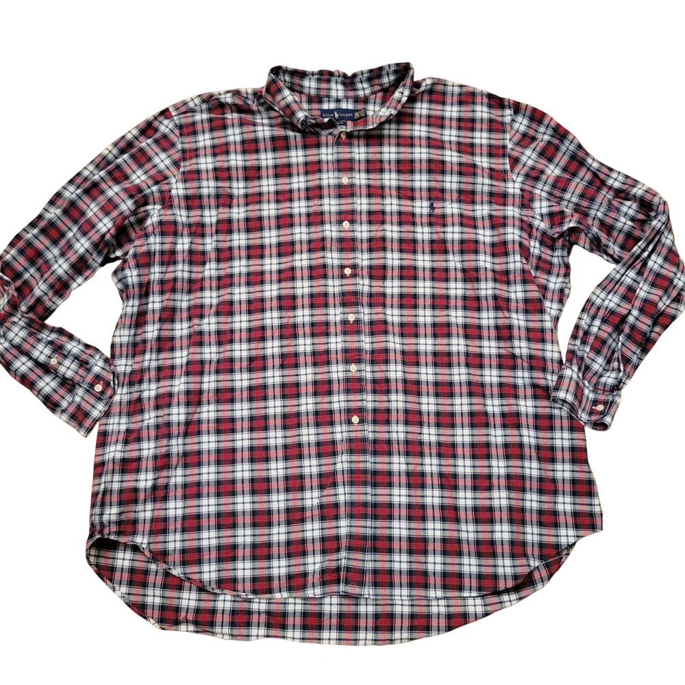 Ralph Lauren 4XLT Button Down Red Plaid Classic Embroidered Pony Holiday Preppy
